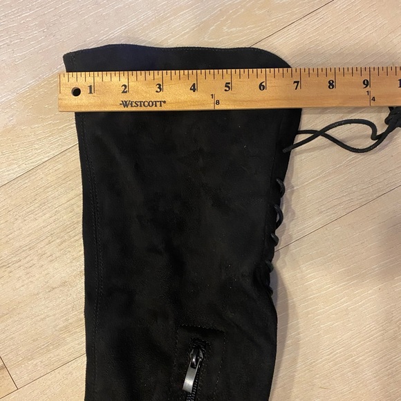 Back Lace Up Mid Faux suede Block Heel Over The Knee Thigh High Boot round toe - Picture 16 of 16